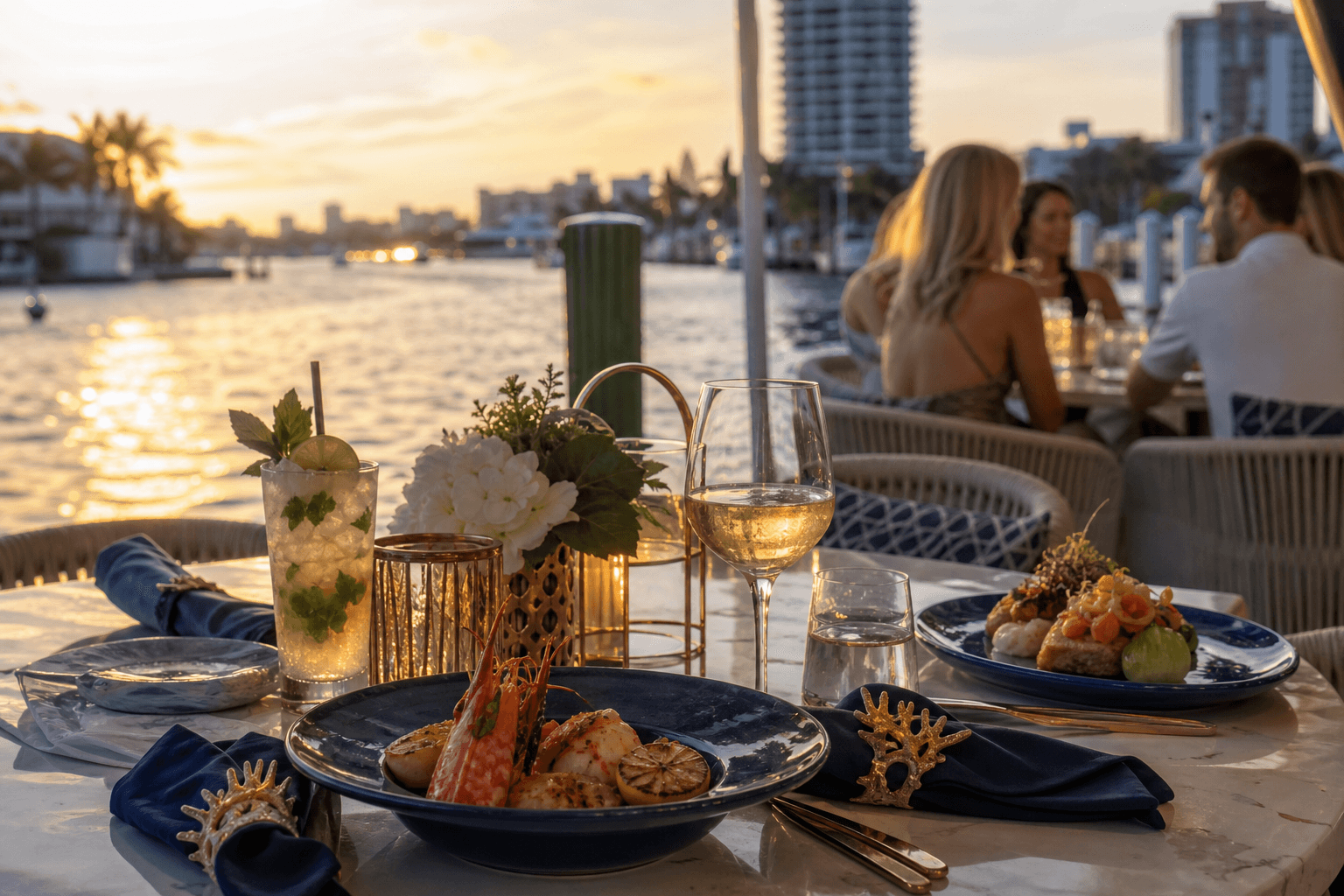Waterfront dining scenes